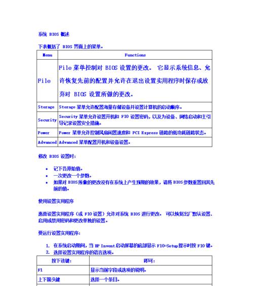 惠普笔记本bios设置图解教程（从新手到高手）