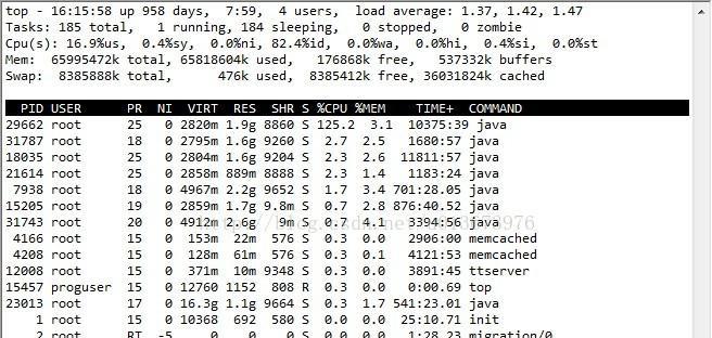 Linux中查看CPU和内存的命令（使用top）