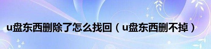 从移动U盘中删除的东西如何还原（快速恢复误删除的文件和数据）